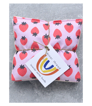 Strawberries on Pink Cotton Lavender Sachet Bundle
