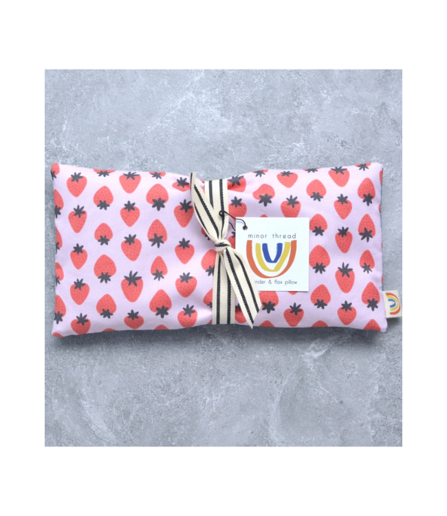 Strawberries on Pink Cotton Weighted Eye Pillow - Unscented