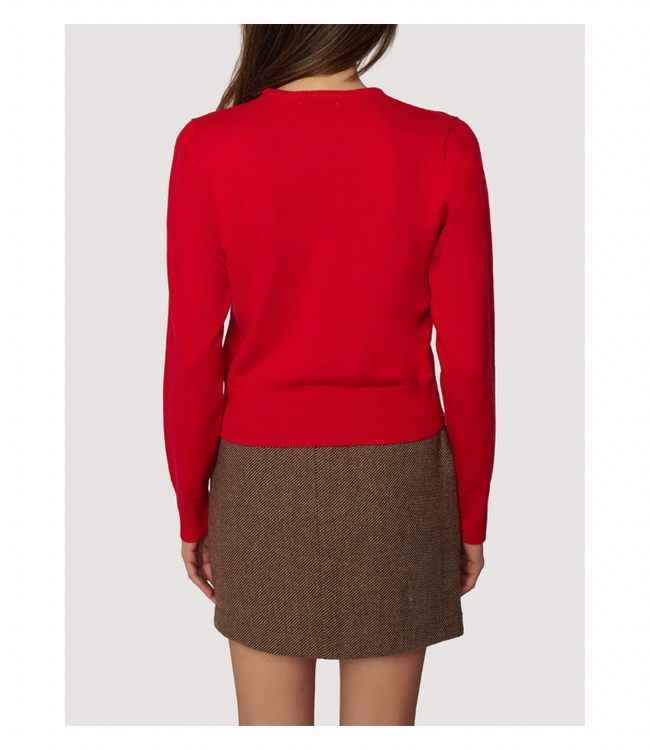 Raphaela Cardigan - Fall Solid Wool Blend Red