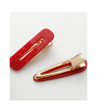 Adorro Gemma Valentine Printed Barrette Hair Clip - Set of 2