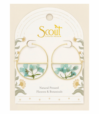 Pressed Flower Hoop Earings - Blue Baby's Breath