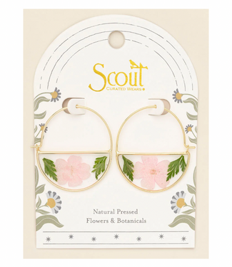 Pressed Flower Hoop Earings - Cherry Blossom