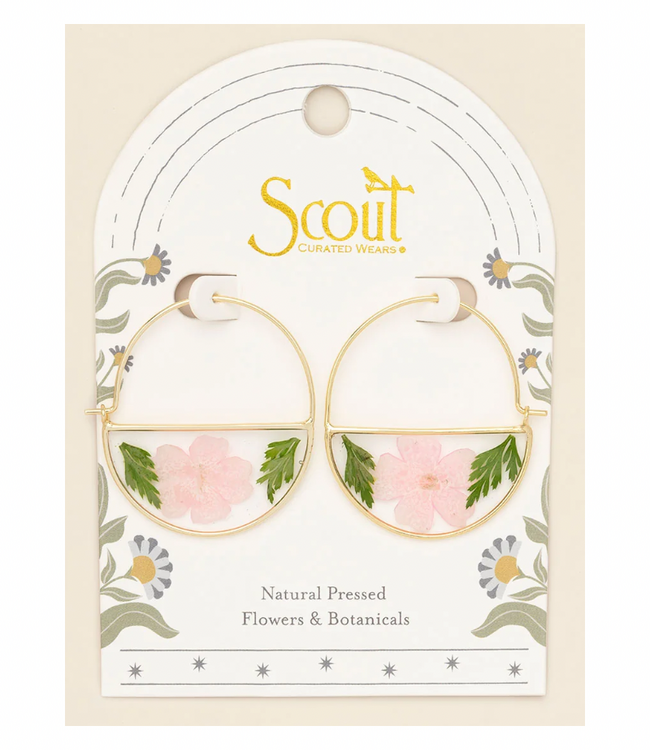 Pressed Flower Hoop Earings - Cherry Blossom