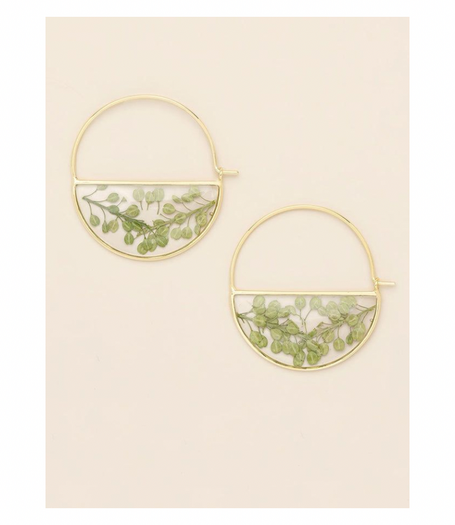 Pressed Flower Hoop Earings - Peppergrass
