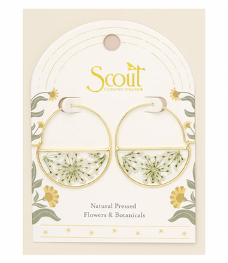 Pressed Flower Hoop Earings - White Lace