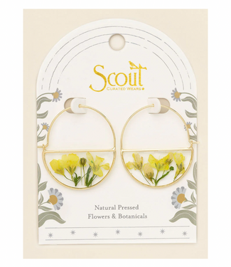 Pressed Flower Hoop Earings - Yellow Baby's Breath