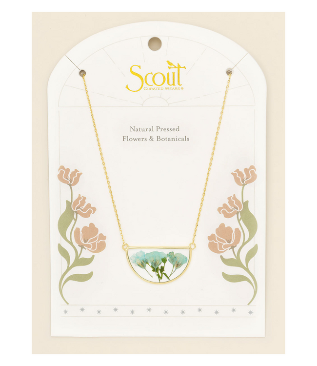 Pressed Flower Necklace - Blue Baby's Breath