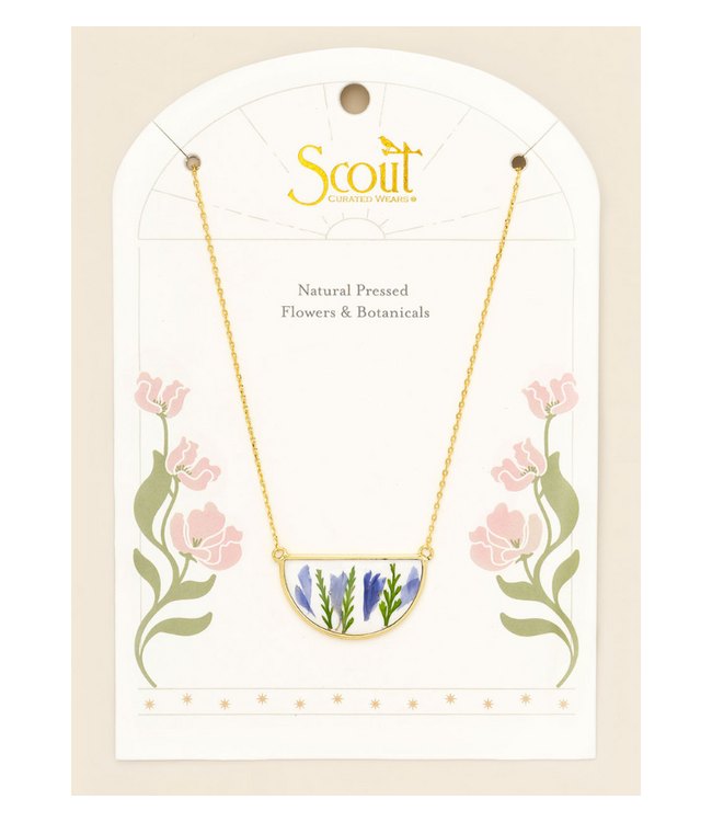 Pressed Flower Necklace - Purple Cornflower