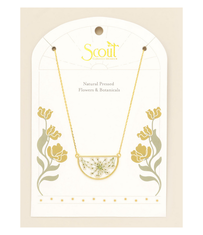 Pressed Flower Necklace - White Lace