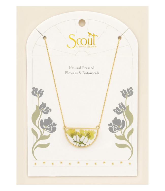 Pressed Flower Necklace - Yellow Baby's Breath