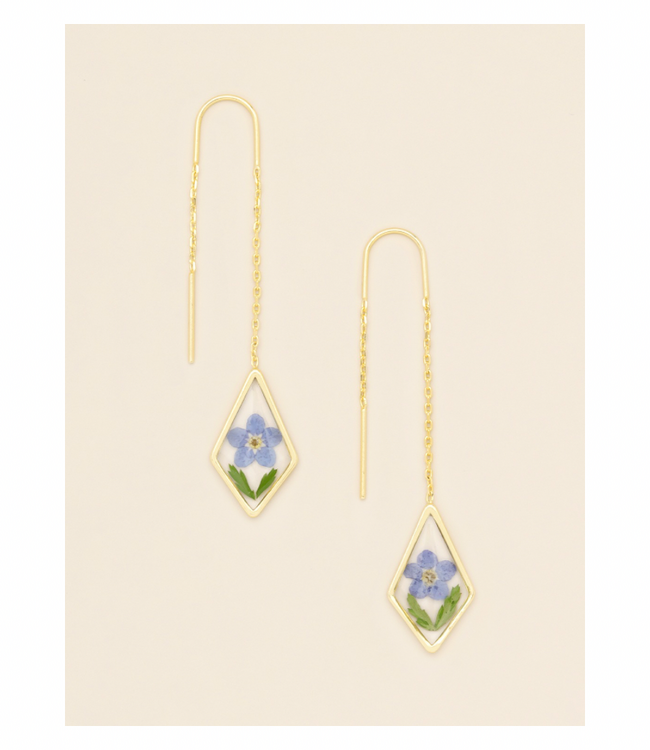 Pressed Flower Thread Earings - Forget Me Not
