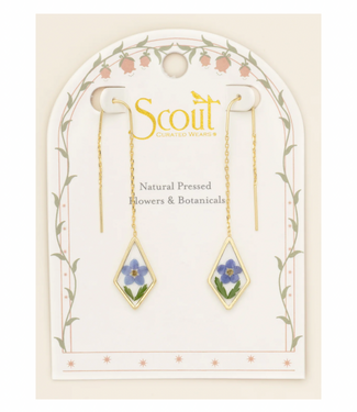Pressed Flower Thread Earings - Forget Me Not