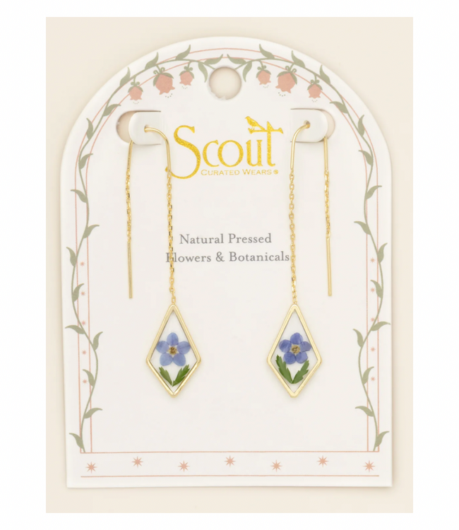 Pressed Flower Thread Earings - Forget Me Not