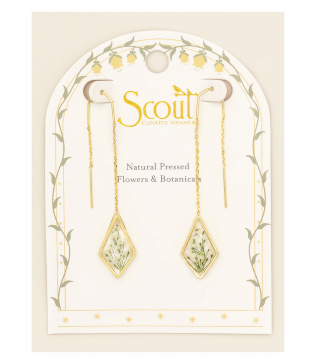 Pressed Flower Thread Earings - White Lace