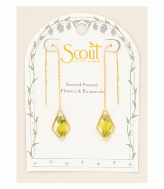 Pressed Flower Thread Earings - Yellow Baby's Breath