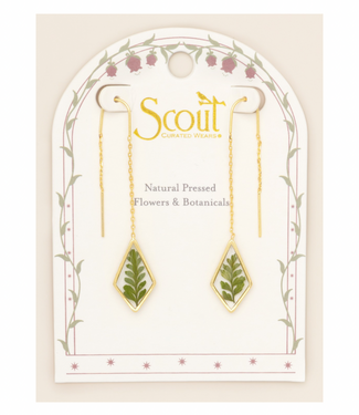 Pressed Flower Thread Earings - Bracken Fern