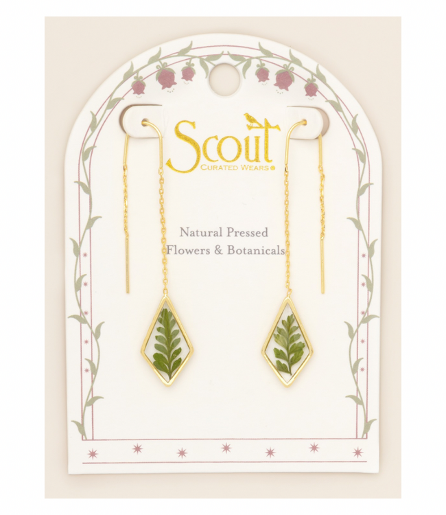 Pressed Flower Thread Earings - Bracken Fern