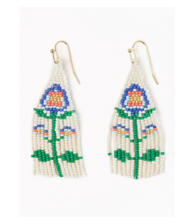 Audrey Small Seed Bead Single Poppy Flower Lapis