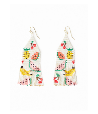 Delilah Fruit Beaded Fringe Earrings Multi