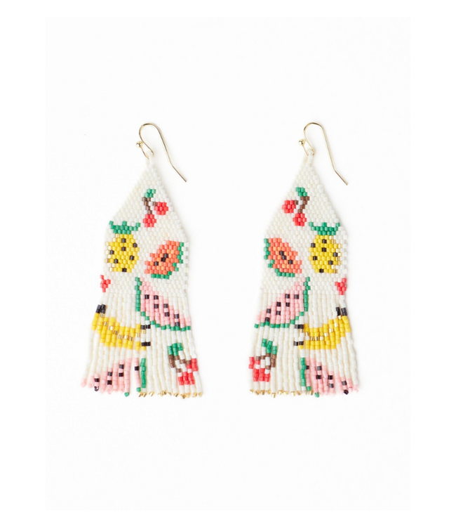 Delilah Fruit Beaded Fringe Earrings Multi