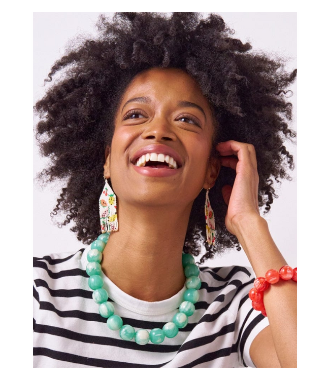 Iris Large Resin Bead Necklace Aqua