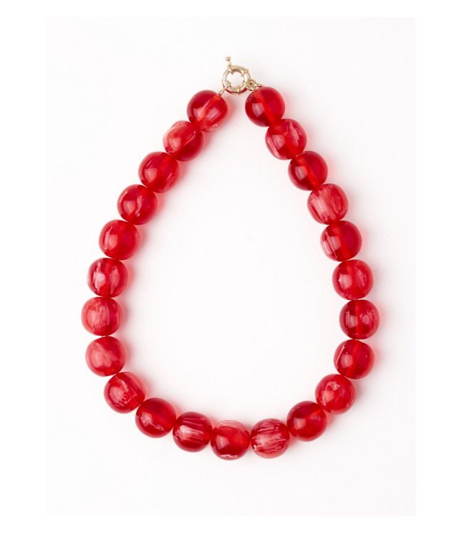 Iris Large Resin Bead Necklace Red
