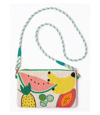 Leila Mixed Fruit Seed Bead Clutch With Strap