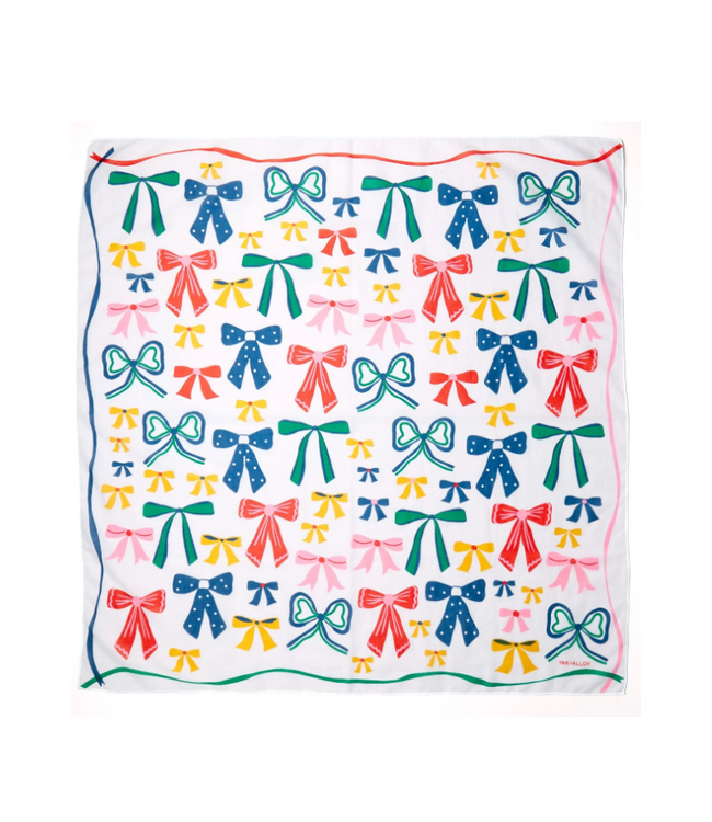 Olivia Square Scarf Bow Print
