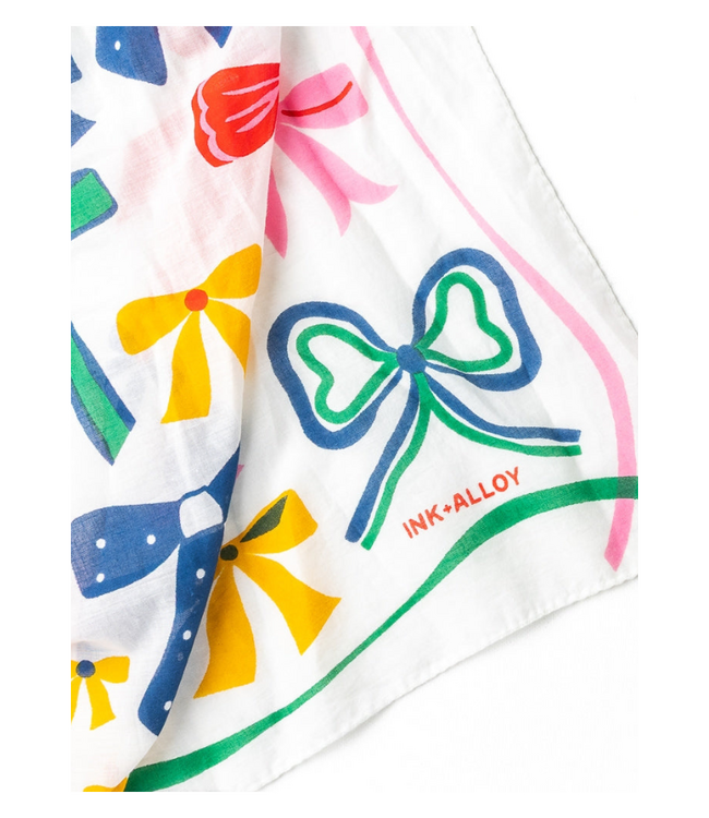 Olivia Square Scarf Bow Print