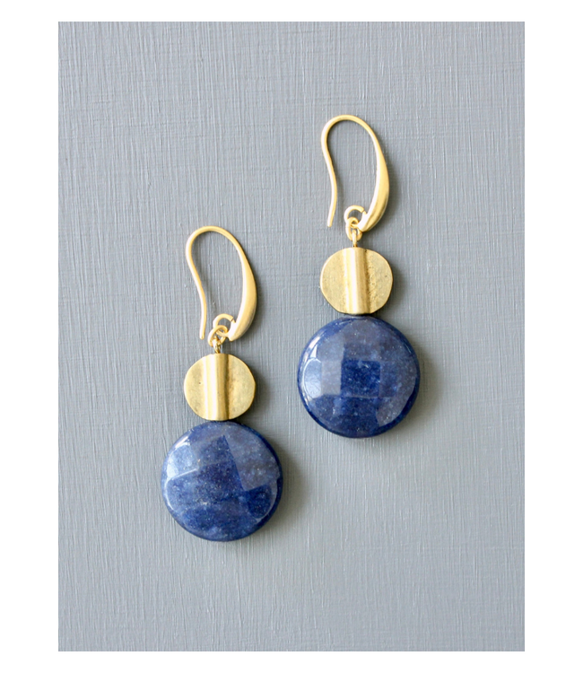 Navy and Brass Earrings