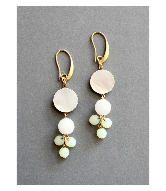 Mother-Of-Pearl and Glass Cluster Earrings