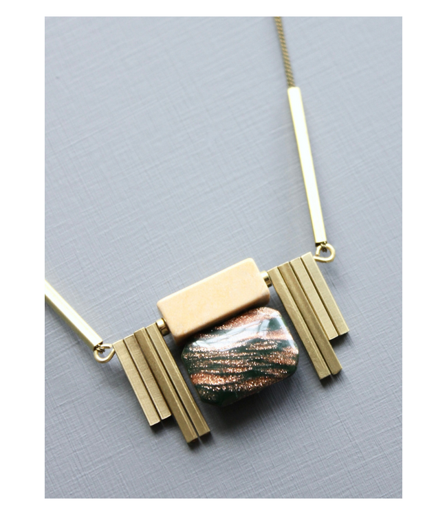 Vintage Hunter Green Artdeco Pendant