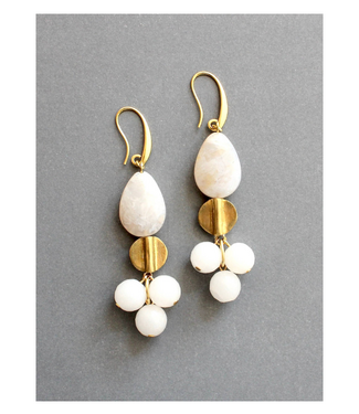 David Aubrey White Agate Cluster Earrings