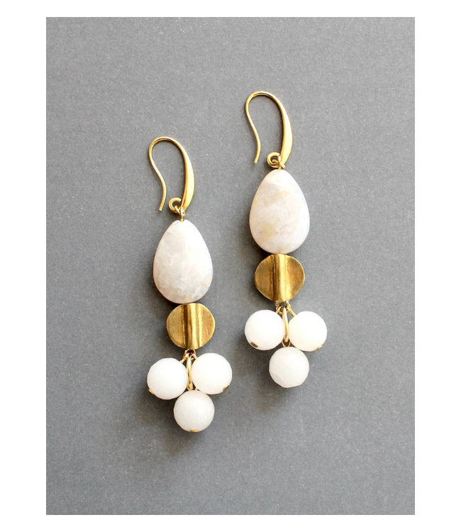White Agate Cluster Earrings