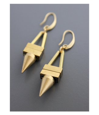 David Aubrey Geometric Hematite And Brass Earrings