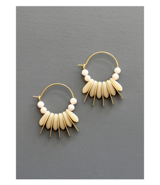 David Aubrey Mini Matte Cream Colored Hoop Earrings