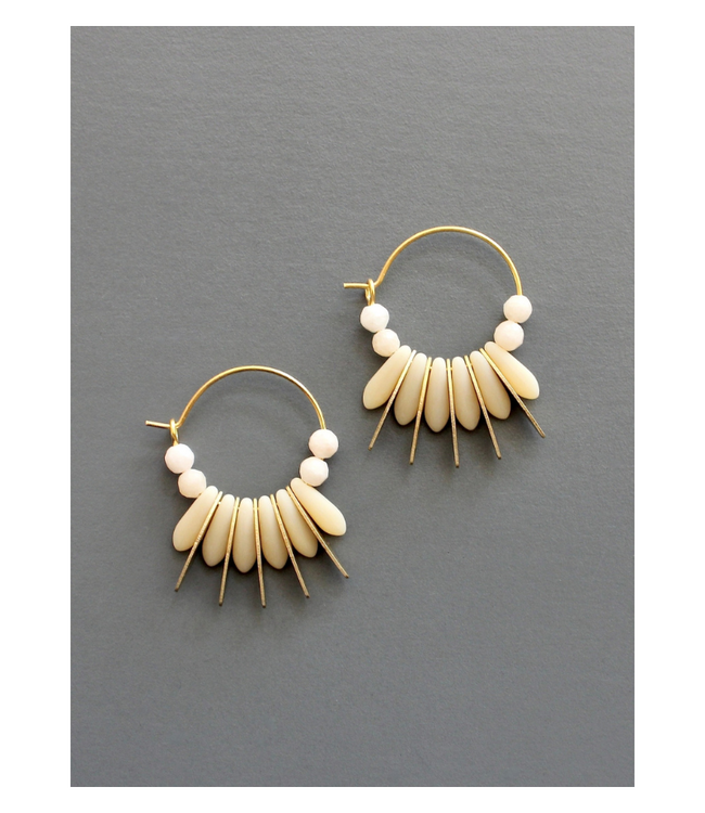Mini Matte Cream Colored Hoop Earrings