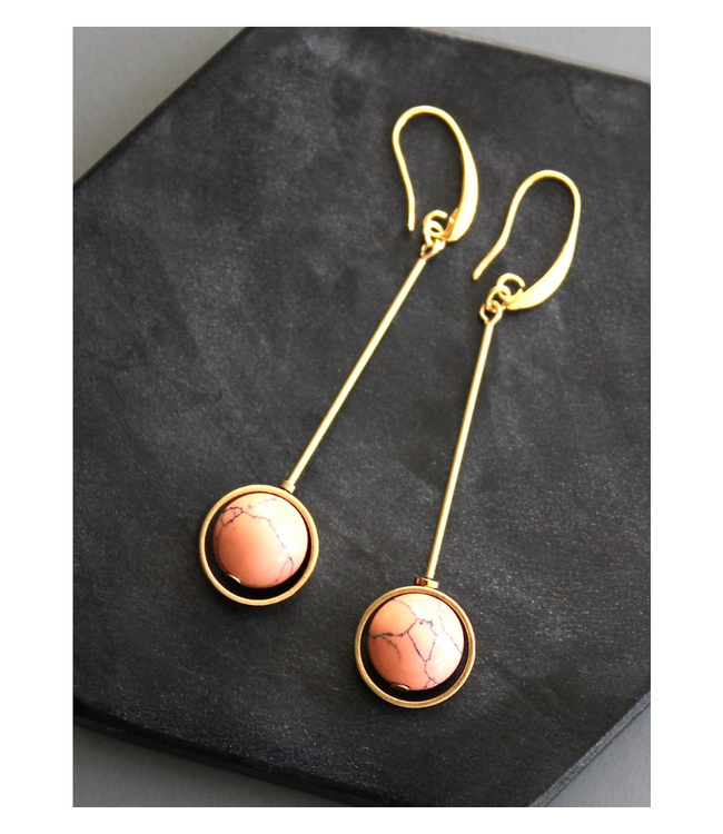 Coral Geometric Earrings