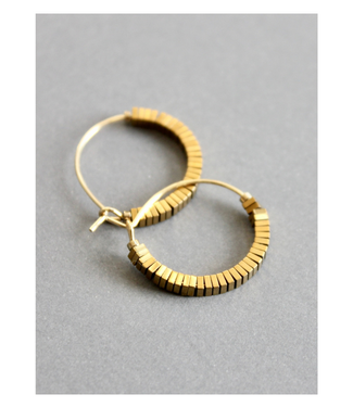 David Aubrey Mini Gold Hematite Hoop Earrings