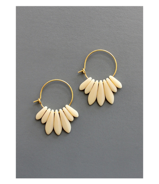 David Aubrey Mini Matte Cream Colored Hoop Earrings