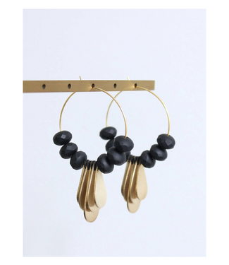 David Aubrey Black And Brass Hoop Earrings