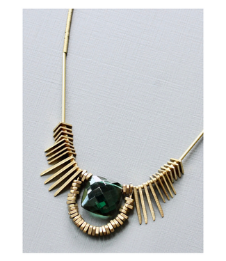 David Aubrey Tourmaline And Brass Artdeco Necklace