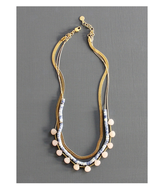 David Aubrey Herringbone, Sodalite, And Peach Necklace