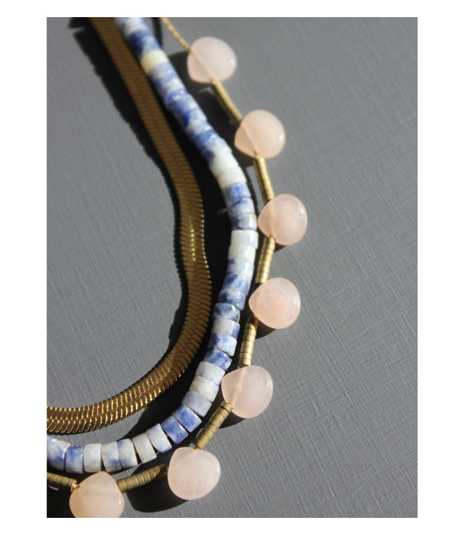 Herringbone, Sodalite, And Peach Necklace