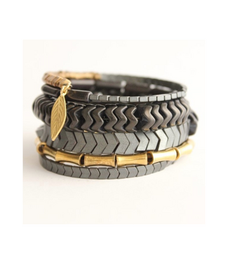 David Aubrey Stone and Hematite Wrap Bracelet