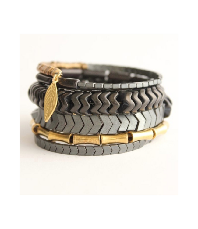 Stone and Hematite Wrap Bracelet
