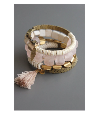 David Aubrey Ghana Glass and Stone Bracelet