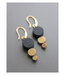 David Aubrey Geometric Black Stone and Brass Earrings