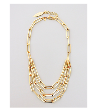 David Aubrey 3 Tiered Gold Link Chain Necklace