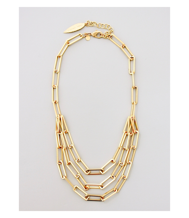 3 Tiered Gold Link Chain Necklace